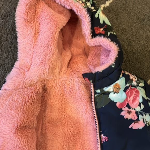 Reversible Floral Winter Coat- 2T - Picture 2 of 3